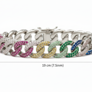 Rainbow Ombré Pavé Cuban Link Bracelet