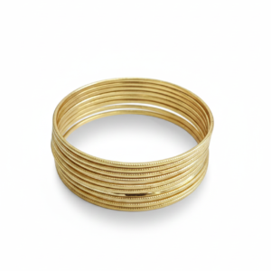 Gold-Finish Textured Stackable Bangle Set