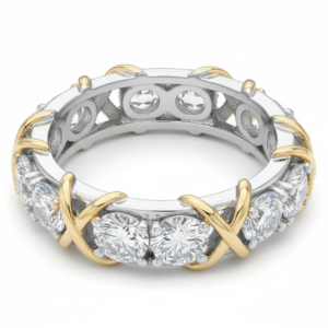 Two-Tone Diamond “X” Motif Eternity Band
