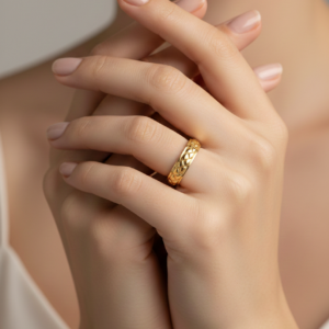Classic Gold-Plated Braided Texture Band Ring