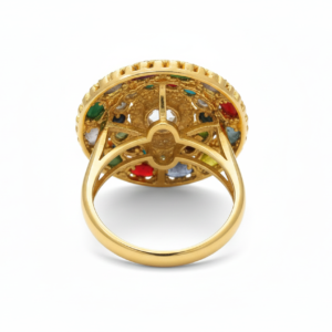 Vintage-Inspired Multi-Gemstone Filigree Dome Ring