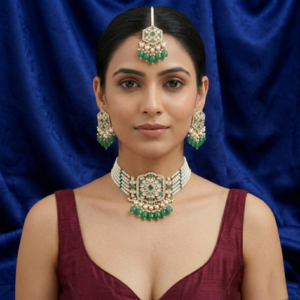 Maharani Emerald & Pearl Choker Bridal Ensemble