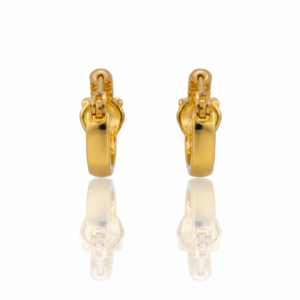 Intricate Lion Motif Gold-Plated Huggie Hoop Earrings