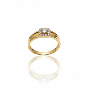 Classic Gold-Plated Square Halo Solitaire Ring