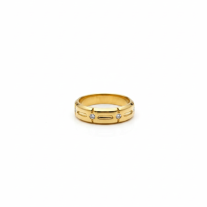 Gold-Plated Minimalist Studded Band Ring