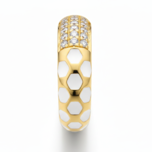 Honeycomb Enamel & Diamond Pavé Statement Band