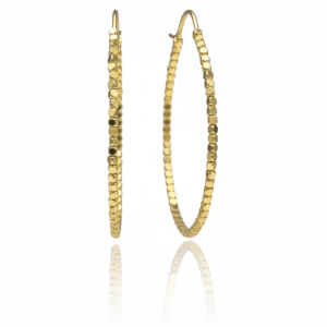 Exquisite Textured Gold-Plated Beaded Hoop Earrings