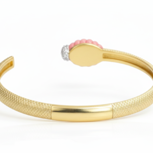 Ribbed Coral & Pavé Diamond Textured Gold Cuff