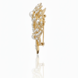 Golden Bloom Pearl Bouquet Brooch
