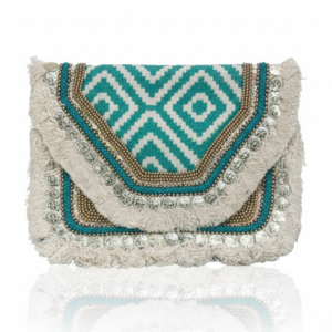 Azure Geometric Boho-Chic Clutch