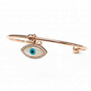 Mother-of-Pearl Evil Eye Charm Bangle
