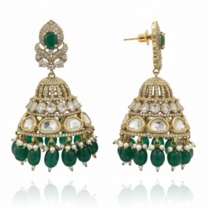 Regal Emerald & Polki Diamond Heritage Jhumkas