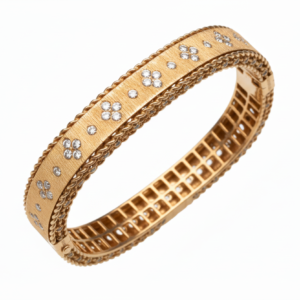 Satin-Finish Floral Pavé Bangle