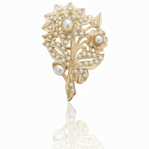 Golden Bloom Pearl Bouquet Brooch