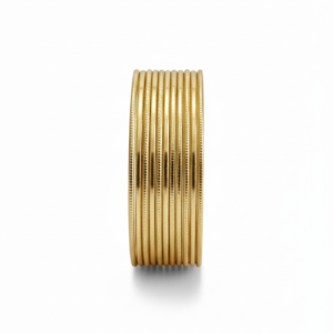 Gold-Finish Textured Stackable Bangle Set