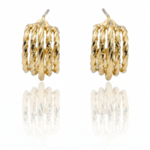 Multi-Strand Twisted Rope Gold-Plated Huggie Earrings