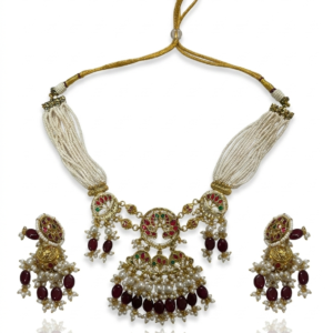 Ruby & Emerald Meenakari Pearl Raani Haar Set