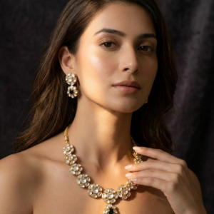 Onyx-Core Kundan Petal Choker Set