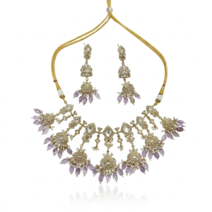 Lavender Amethyst & Polki Kundan Bib Set