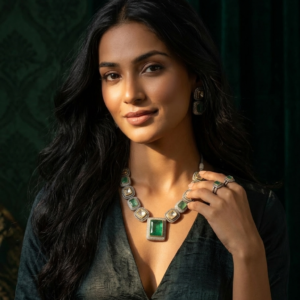 The Emerald Mosaic Geometric Polki Set