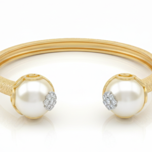 Twin Flora Pearl Textured Gold Bangle