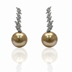 Golden South Sea Pearl & Marquise Drop Earrings