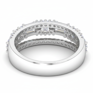 Modern Multi-Row Baguette and Round Diamond Band