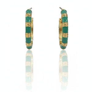 Elegant Gold-Plated Emerald Green Meenakari Hoop Earrings