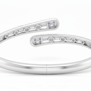 Modern Baguette & Round Diamond Bypass Bangle