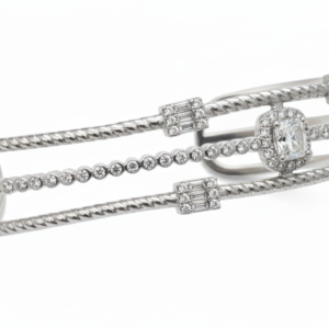 Triple-Row Radiant Halo Open Cuff Bangle