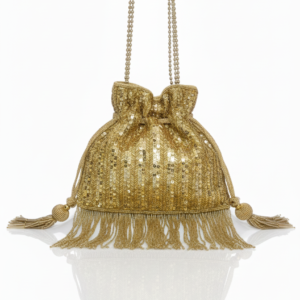 Golden Empress Sequin Beaded Potli Bag
