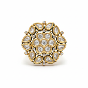 Artisanal Polki-Style Floral Medallion Ring