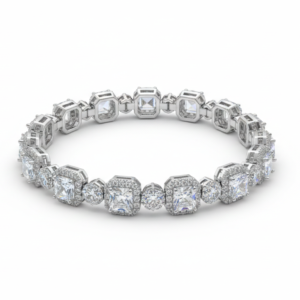 Radiant Princess-Cut Halo Eternity Tennis Bracelet