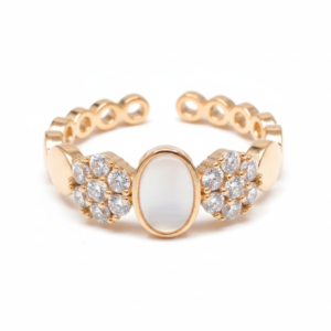 Vintage-Inspired Moonstone & Diamond Cluster Open Band