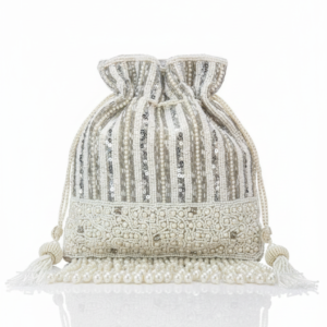 Ivory Pearl & Silver Sequin Gala Potli