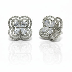 Diamond Clover Filigree Studs