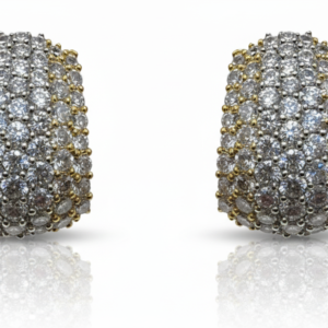 Elegant Two-Tone Diamond Pavé Huggie Hoop Earrings