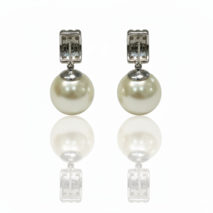 Lustrous Pearl Drop Earrings with Pavé Crystal Studs