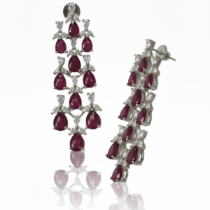 Royal Ruby & Diamond Cascading Chandelier Earrings