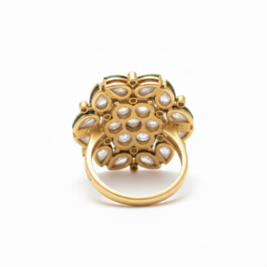 Artisanal Polki-Style Floral Medallion Ring