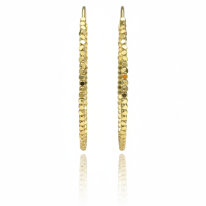 Exquisite Textured Gold-Plated Beaded Hoop Earrings