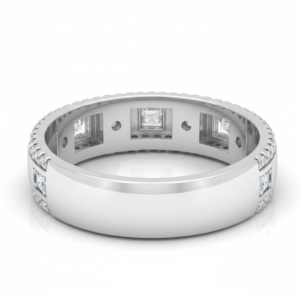 Architectural Princess-Cut Inset & Pavé Diamond Band