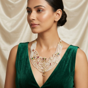 Imperial Meenakari Webbed Pearl Choker