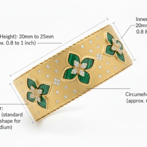 Artisanal Malachite & Diamond Floral Cuff