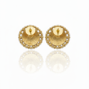Kundan-Inspired Antique Gold Floral Stud Earrings