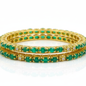 Gold & Verdant Emerald Filigree Bangle Set