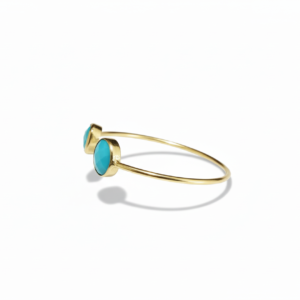 Turquoise Duo Artisanal Gold Open Cuff
