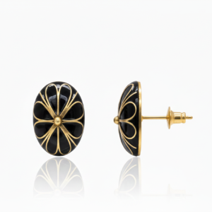 Midnight Onyx Enamel & Gold Radiance Studs