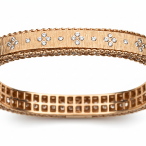 Satin-Finish Floral Pavé Bangle