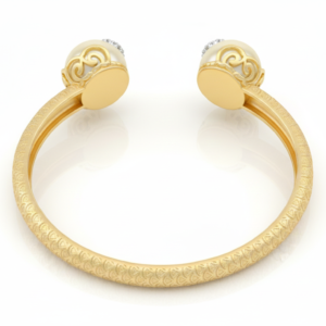 Twin Flora Pearl Textured Gold Bangle